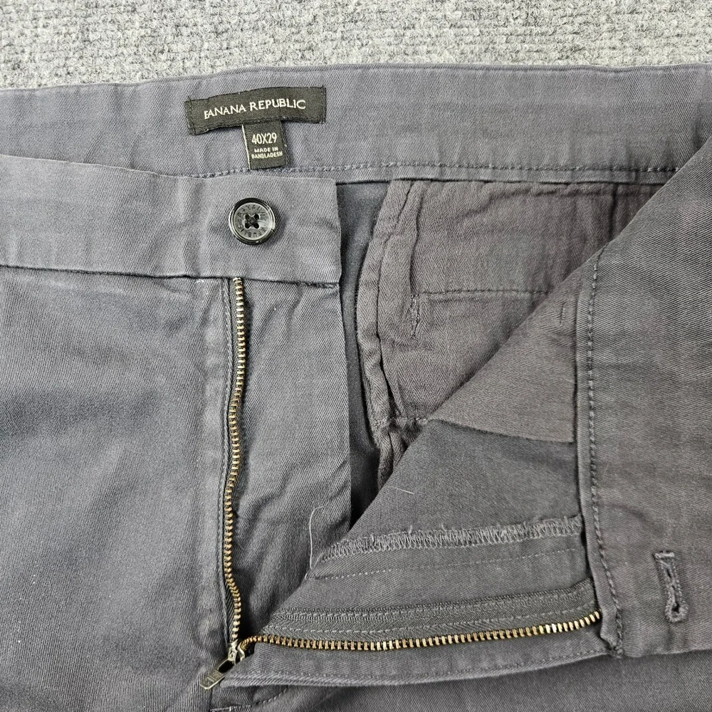 Banana Republic Fulton Skinny Chino Pants Mens 40x29 Gray Stretch Cotton Twill